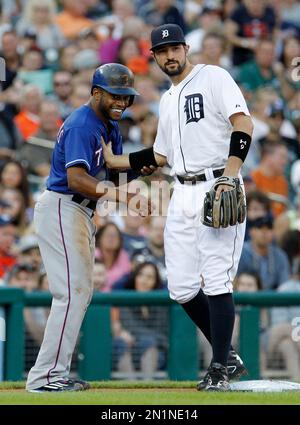 Detroit Tigers right fielder J.D. Martinez (28) eyes home plate as