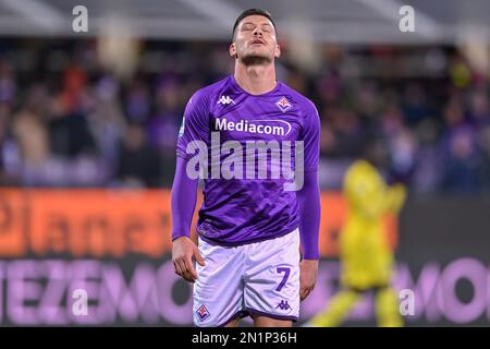 Florence, Italy. 05th Feb, 2023. Luka Jovic (ACF Fiorentina) shows