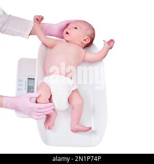 Weighing a Newborn Baby on a Scale in a Maternity Hospital, Isolated O  Stock Photo - Image of white, medicine: 276647452