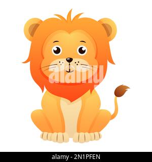Lion . Cute isolated cartoon vector . Stock Vector