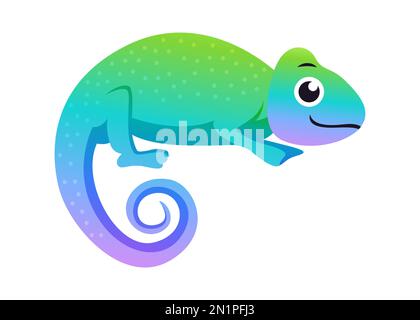 Chameleon . Cute isolated cartoon vector . Stock Vector