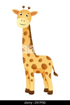 Giraffe . Cute isolated cartoon vector . Stock Vector