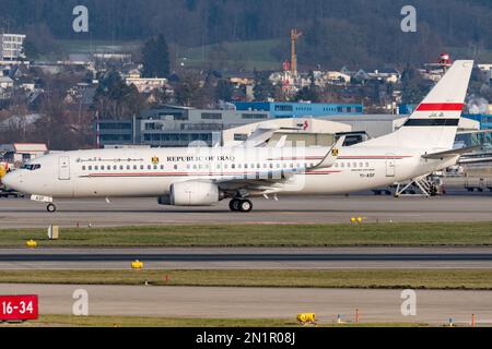 Zurich, Switzerland, January 20,2023 Iraqi airways Boeing 737-81Z is taxiing to its position Stock Photo