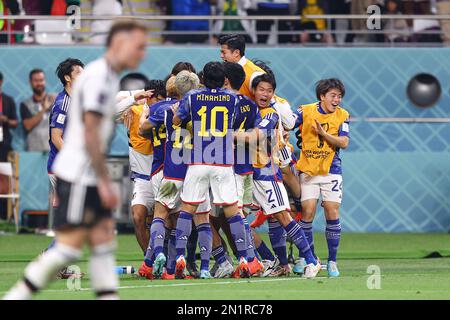 AR-RAJJAN, QATAR - NOVEMBER 23:   during the FIFA World Cup Qatar 2022 Group E match between Germany and Japan at Khalifa International Stadium on November 23, 2022 in Ar-Rajjan, Qatar. (Photo by MB Media) Stock Photo