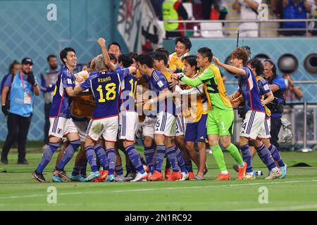 AR-RAJJAN, QATAR - NOVEMBER 23:   during the FIFA World Cup Qatar 2022 Group E match between Germany and Japan at Khalifa International Stadium on November 23, 2022 in Ar-Rajjan, Qatar. (Photo by MB Media) Stock Photo