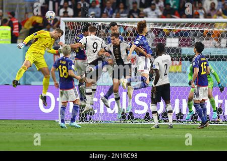 AR-RAJJAN, QATAR - NOVEMBER 23:   during the FIFA World Cup Qatar 2022 Group E match between Germany and Japan at Khalifa International Stadium on November 23, 2022 in Ar-Rajjan, Qatar. (Photo by MB Media) Stock Photo