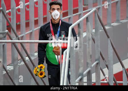 AUG 06, 2021 - Tokyo, Japan: Massimo STANO of Italy is the Gold Medal winner in the Athletics Men's 20km Race Walk at the Tokyo 2020 Olympic Games (Ph Stock Photo