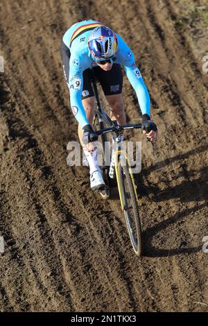 Hoogerheide, Netherlands. , . Men Elite competition, #9 VAN AERT Wout, BEL. UCI World Championship Cyclo-cross Hoogerheide 2023 in the Netherlands, cycling, off road cycling, UCI Cyclocross World Championships, in Hoogerheide, The Netherlands on Sunday 5. February 2023. picture and copyright Fabien BOUKLA/ATP images. (BOUKLA Fabien/ATP/SPP) Credit: SPP Sport Press Photo. /Alamy Live News Stock Photo