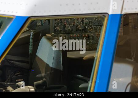 Chicago, IL, USA - February 6, 2023: Boeing 727 (N7017U) on display at the Museum of Science and Industry in Chicago, Illinois. Stock Photo