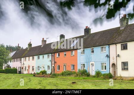 The village of Stonehaugh in Wark Forest, Northumberland National Park ...