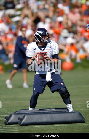 Oct 22, 2017; Carson, CA, USA; Denver Broncos quarterback Trevor Siemian  (13) throws a pass during the second half against the Los Angeles Chargers  at StubHub Center. Mandatory Credit: Orlando Ram …