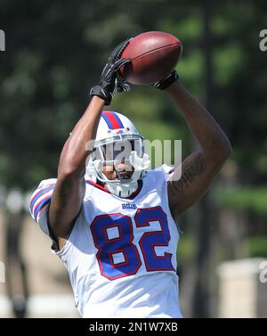 Buffalo Bills wide receiver Gabe Davis catches a pass during practice at  the NFL football team's training camp in Pittsford, N.Y., Sunday, July 30,  2023. (AP Photo/Adrian Kraus Stock Photo - Alamy