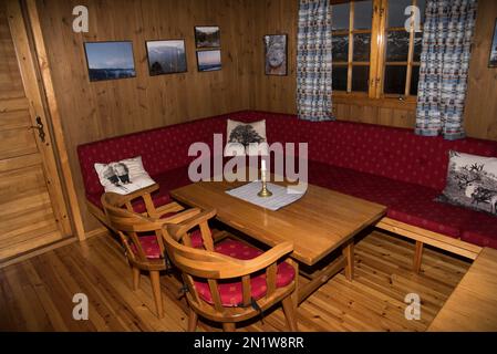 Dividalshytte is a mountain hut run by DNT near the beginning of Dividalen in Øvre Dividal National Park in Northern Norway. Stock Photo