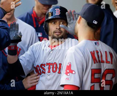 Boston Red Sox veteran pitcher Curt Schilling watches as Daisuke