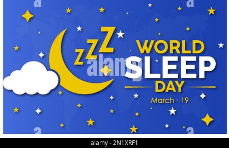 Global Planet earth awareness concept banner design of World Sleep Day observed on March 19 Stock Vector