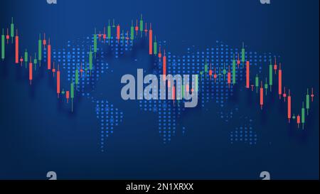Chart candle stock graph forex market. Trade candle chart stock finance price exchange background crypto currency Stock Vector