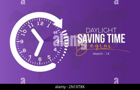 warming darkness fall concept banner design of Daylight Saving Time begins observed on March 14 Stock Vector