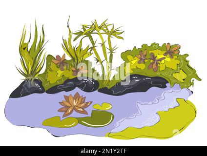 abstract lake vector illustration on white background Stock Vector