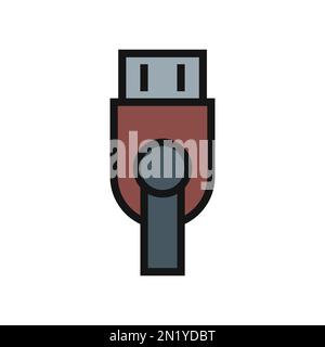 Flash drive line icon isolated on white background. Black flat thin icon on modern outline style. Linear symbol and editable stroke. Simple and pixel Stock Vector