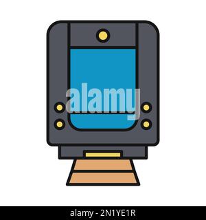 Train line icon isolated on white background. Black flat thin icon on modern outline style. Linear symbol and editable stroke. Simple and pixel perfec Stock Vector