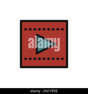 Movie line icon isolated on white background. Black flat thin icon on modern outline style. Linear symbol and editable stroke. Simple and pixel perfec Stock Vector