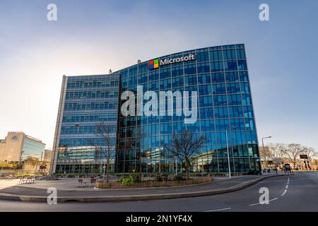 Facade of the French headquarters of Microsoft, an American multinational company that develops, manufactures, licenses and markets computer software Stock Photo