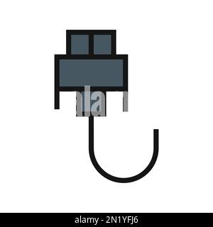 VGA Cable line icon isolated on white background. Black flat thin icon on modern outline style. Linear symbol and editable stroke. Simple and pixel pe Stock Vector