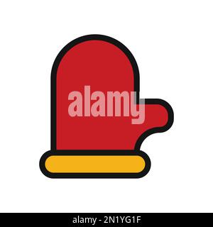 Winter glove line icon isolated on white background. Black flat thin icon on modern outline style. Linear symbol and editable stroke. Simple and pixel Stock Vector