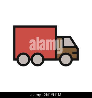 Truck line icon isolated on white background. Black flat thin icon on modern outline style. Linear symbol and editable stroke. Simple and pixel perfec Stock Vector