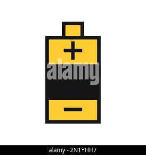 Battery line icon isolated on white background. Black flat thin icon on modern outline style. Linear symbol and editable stroke. Simple and pixel perf Stock Vector