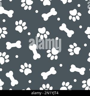 Seamless pattern with pet paws and bones. It can be used for wallpapers, wrapping, cards, patterns for clothes and other. Stock Photo