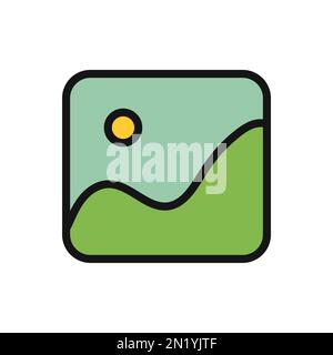 Gallery line icon isolated on white background. Black flat thin icon on modern outline style. Linear symbol and editable stroke. Simple and pixel perf Stock Vector