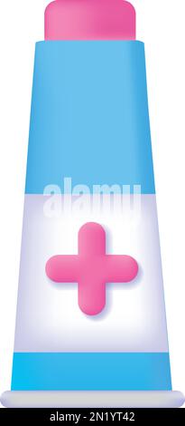Pharmacy drug cream tube icon 3d realistic cartoon vector. Medicine bottle Stock Vector