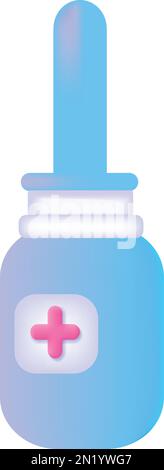 Pharmacy drug dropper icon 3d realistic cartoon vector. Medicine bottle Stock Vector