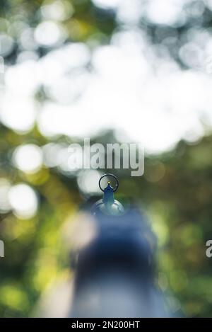 a straight look into the barrel of the sport airsoft gun truglo. High quality photo Stock Photo