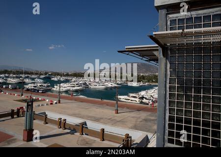 In this photo taken on Thursday, July 16, 2015, yachts docked at the marina of Agios Kosmas used for sailing events during Athens' 2004 Olympic games. Now, in a bid to get a third European bailout, the ruling party has done an about face and is pledging to fast-track the waterfront project plus a host of other privatization efforts aimed at generating cash to help to reduce Greece’s 320 billion euros national debt.(AP Photo/Petros Giannakouris)