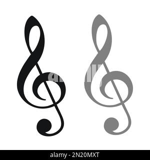 Treble clef icon isolated over white background. Musical vector icons for websites, musical apps and decoration purposes Stock Vector