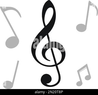 Music notes icons isolated over white background. Musical vector icons for websites, musical apps and decoration purposes Stock Vector