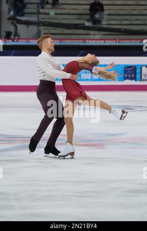 Turin, Italy. 10th Dec, 2022. Nadiia Bashynska and Peter Beaumont (CAN) perform during the Junior Ice Dance - Free Dance of the ISU Grand Prix of Figure Skating Final Turin at Palavela. (Photo by Davide Di Lalla/SOPA Images/Sipa USA) Credit: Sipa USA/Alamy Live News Stock Photo