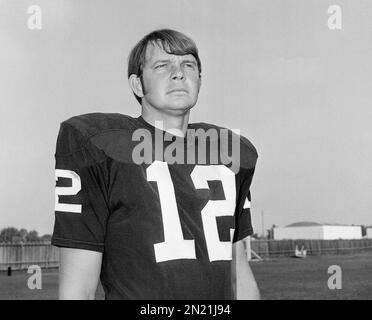 FILE - This Aug. 15, 1970 file photo shows Kicker George Blanda quarterback  of the Oakland Raiders. The Oakland Raiders say Hall of Fame quarterback George  Blanda has died, Monday, Sept. 27,