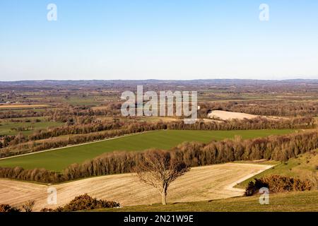 A view from Firle Beacon in the South Downs, on a sunny March evening Stock Photo