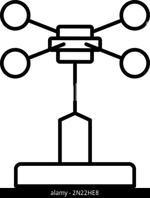 Anemometer, line vector icon on transparent background. Outline Anemometer, line vector icon Stock Vector