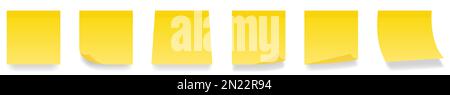 Realistic yellow sticky notes collection. Vector illustration isolated on white background Stock Vector