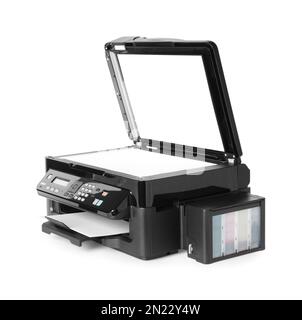 New open multifunction printer isolated on white Stock Photo
