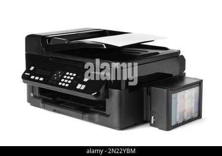 New modern multifunction printer isolated on white Stock Photo