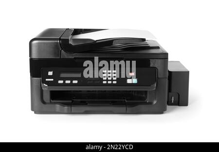 New modern multifunction printer isolated on white Stock Photo