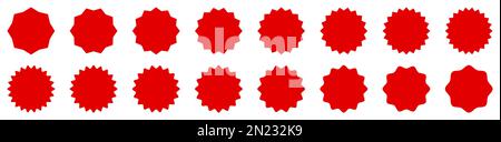 Set of red starburst, label icon. Vector illustration Stock Vector