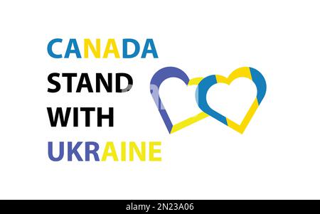 Canada supporting Ukraine on its war with Russia. stand with Ukraine. stop war. no war with Ukraine background and vector design Stock Vector