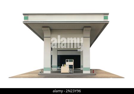 Modern gas station on white background, exterior Stock Photo