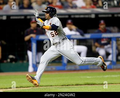 23 June 2015: Detroit Tigers Left field Yoenis Cespedes (52) [6997] at bat  during the game between the Detroit Tigers and Cleveland Indians at  Progressive Field in Cleveland, OH. Detroit defeated Cleveland